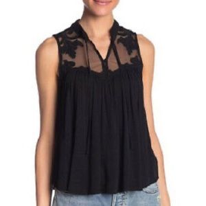 Free People Black Sleeveless Western Relaxed Elegant Sleeveless Top